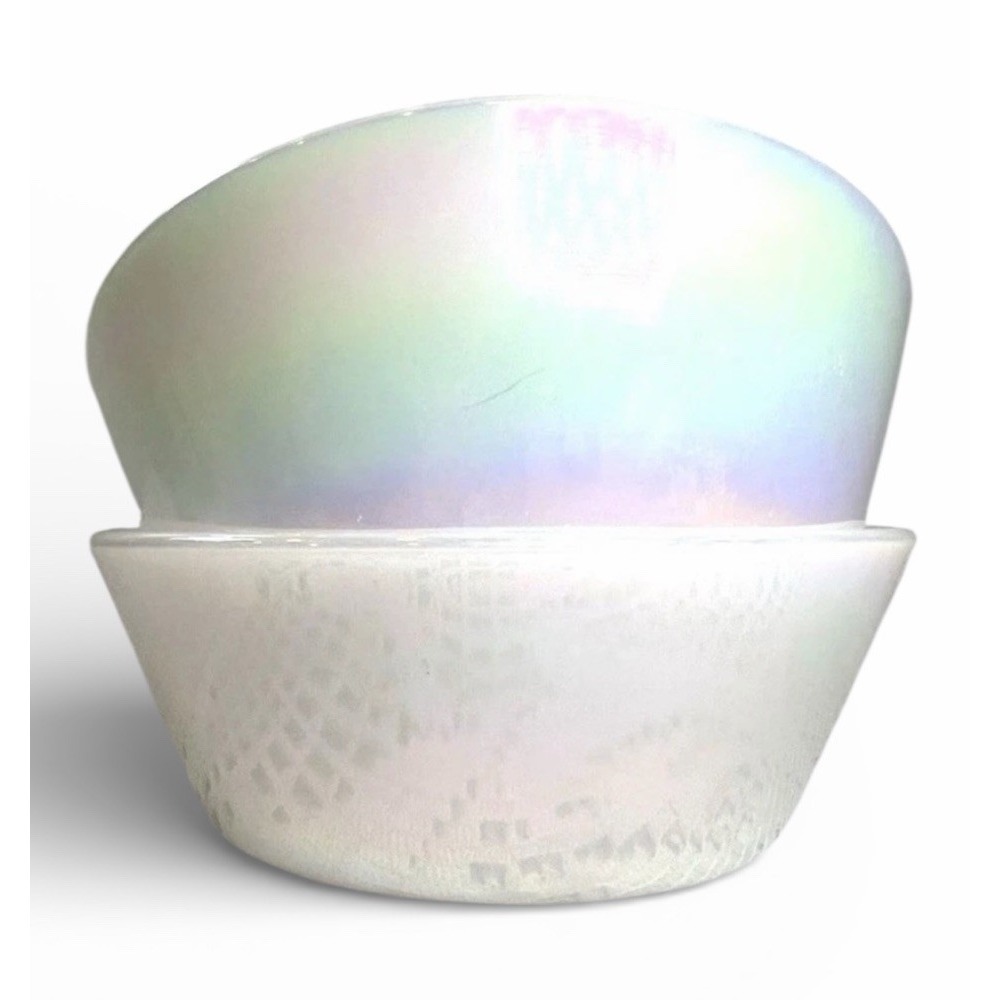 Milk‎ Glass Bowls Federal Glass Moonglow Iridescent 5.5" Vintage USA Set 2